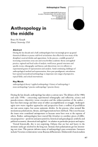 Anthropology in the middle - Anthropology Emory