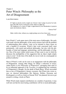 Peter Winch: Philosophy as the Art of Disagreement