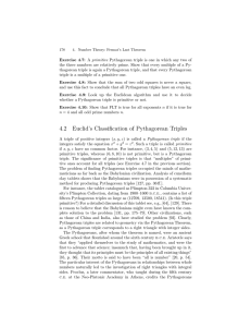 4.2 Euclid`s Classification of Pythagorean Triples