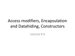 Access modifiers, Encapsulation and Datahiding