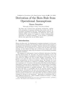 Derivation of the Born Rule from Operational Assumptions