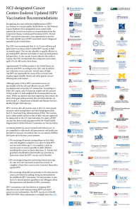 NCI-designated Cancer Centers Endorse Updated HPV Vaccination