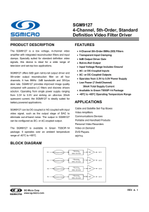SGM9127 4-Channel, 5th-Order, Standard Definition Video Filter