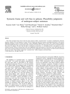 Syntactic frame and verb bias in aphasia: Plausibility judgments of