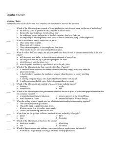 Chapter 5 Review Multiple Choice Identify the letter of the choice