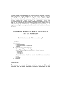 The General Influence of Roman Institutions of State and Public Law