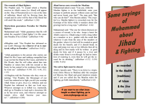 Muhammad`s sayings about Jihad and fighting