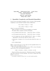 1 Quantifier Complexity and Bounded Quantifiers