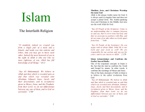 Islam the Interfaith Religion
