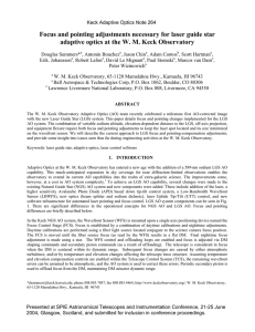 Focus and pointing adjustments necessary for laser guide star