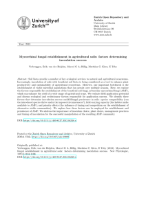 Mycorrhizal fungal establishment in agricultural soils: factors