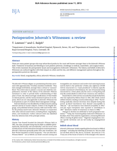 Perioperative Jehovah`s Witnesses: a review