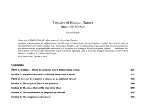 Treatise of Human Nature Book III: Morals