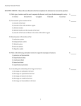 Anatomy Semester Pretest MULTIPLE CHOICE. Choose the one