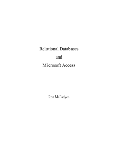 Relational Databases and Microsoft Access