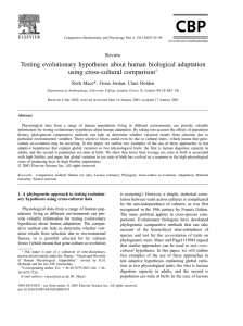 Testing evolutionary hypotheses about human biological adaptation