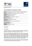 Job description and selection criteria