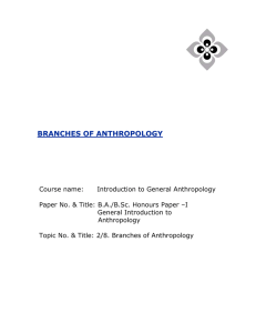 BRANCHES OF ANTHROPOLOGY
