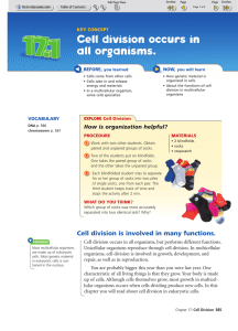 Cell division occurs in all organisms.