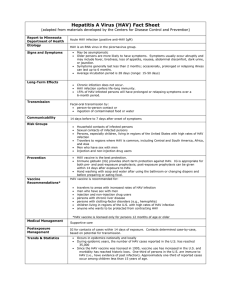 Hepatitis A Virus (HAV) Fact Sheet