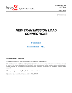 NEW TRANSMISSION LOAD CONNECTIONS