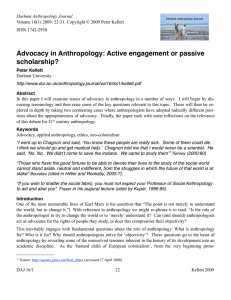 Advocacy in Anthropology: Active engagement or passive