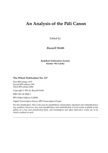 An Analysis of the Pali Canon