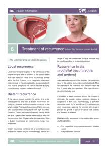 Local recurrence Distant recurrence Recurrence in the urothelial
