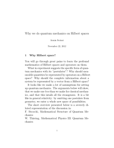Why we do quantum mechanics on Hilbert spaces