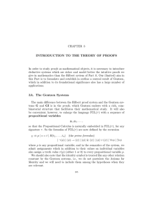 INTRODUCTION TO THE THEORY OF PROOFS 3A. The Gentzen