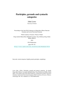 Participles, gerunds and syntactic categories