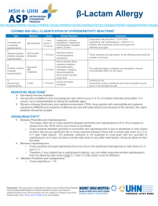 B-Lactams: Allergy - Antimicrobial Stewardship Program