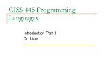 CISS 445 Programming Languages