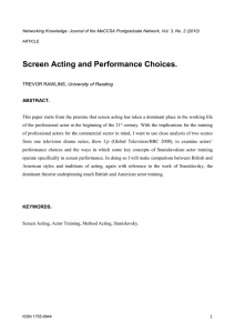 Screen Acting and Performance Choices.