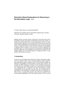 Resolution Based Explanations for Reasoning in the Description Logic