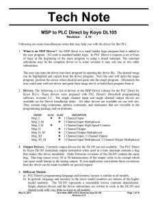 Tech Note MSP to PLC Direct by Koyo DL105 Revision: 4.10
