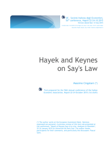 Cingolani Napoli SIE 2015 Hayek and Keynes on Say`s Law