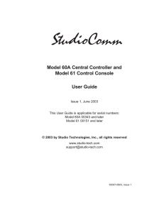 Model 60A Central Controller and Model 61 Control Console User