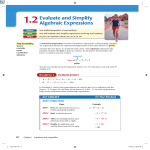 1.2Evaluate and Simplify Algebraic Expressions