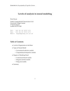 Levels of analysis in neural modeling