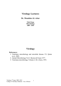 Virology Lectures Virology - College of Veterinary Medicine