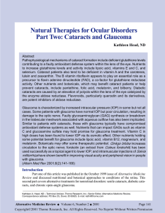 Natural Therapies for Ocular Disorders Part Two