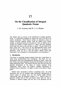 On the Classification of Integral Quadratic Forms