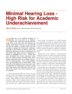 Minimal Hearing Loss - High Risk for Academic Underachievement