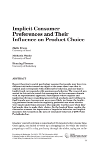 Implicit consumer preferences and their influence on product choice