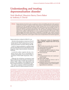 Understanding and treating depersonalisation disorder