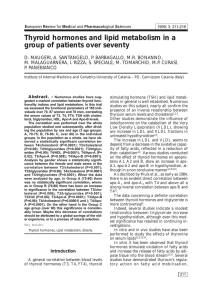 Thyroid hormones and lipid metabolism in a group of patients over