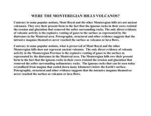 WERE THE MONTEREGIAN HILLS VOLCANOES
