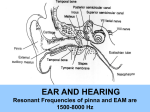 EAR AND HEARING Resonant Frequencies of pinna and EAM are