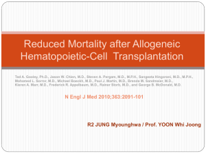 Reduced Mortality after Allogeneic Hematopoietic